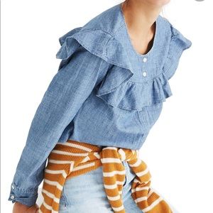 Madewell Chambray Ruffle Yoke Top